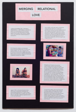 Image of an information poster with images of two people having fun together, and text explaining Merging Relational Love