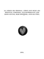 Back page of the book, with an image of a heart in a dark circle. All songs are original. Lyrics and music are written, composed, and recorded by Laub using the guitar, Irish bouzouki, and his voice. 2018